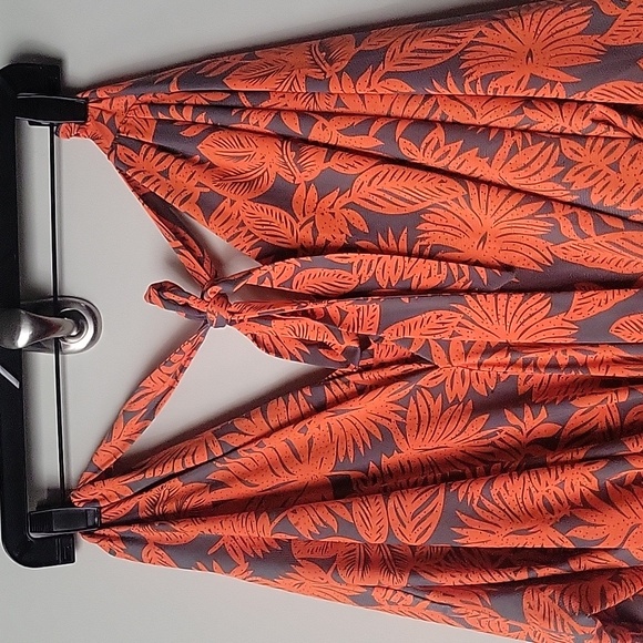 Anthropolgie S Orange Tropical Femme Print Maxi Long Wrap Flutter Kimono Dress - Picture 16 of 16